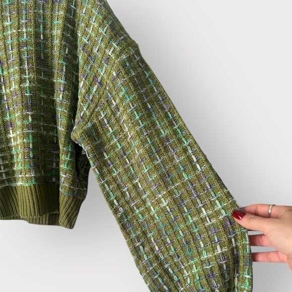 NEW Cupshe Rainbow Stitching Drop Sleeve Semi-cropped Sweater Size Small - Picture 9 of 11